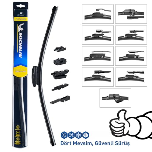 MICHELIN Flat Wiper Blade MULTI-FIT 18"inch,Single pc with Adaptors for All Japanese & European CAR's & SUV's - Image 4