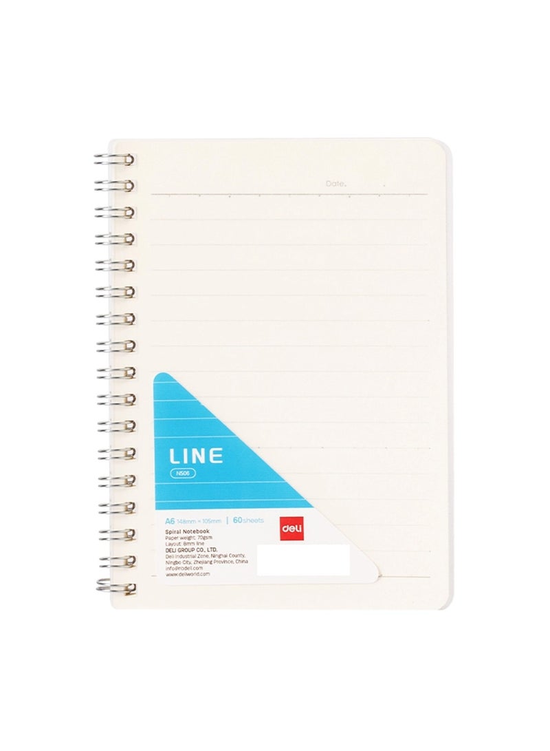 Deli 1-Piece A6 Size Lined Spiral Notebook 60 Sheets 70gsm Thickness  - Image 1