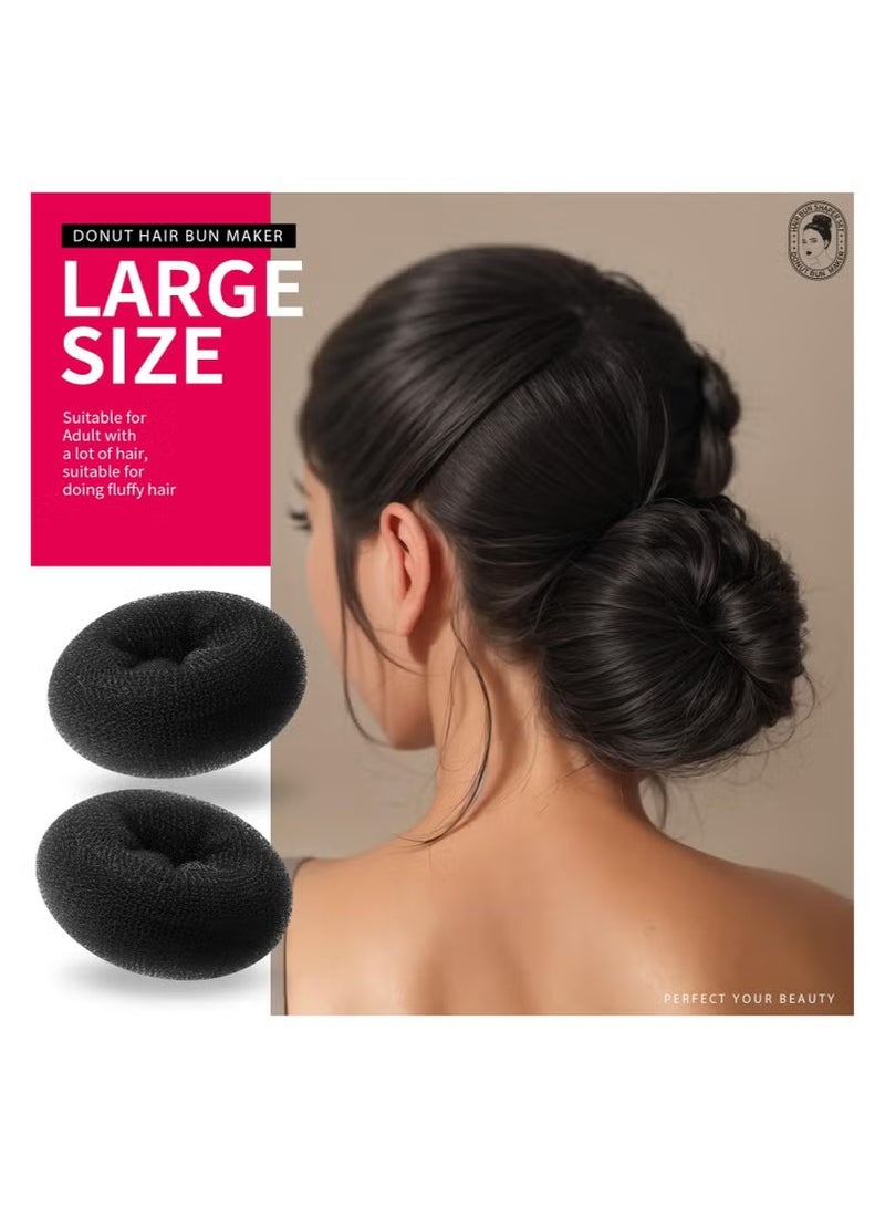 Miamia 7 Hair Bun Makers Set, Black Buns Shaper Hair Styling Accessories Kit with 5 Bands and 20 Bun Pins, Donut Ring Style Chignon Bun Maker, For Ballet Dance (2 Small 2 Medium 2 Large 1 Extra-Large) Black  - Image 5