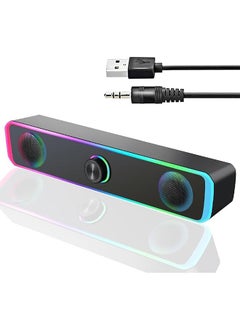 Sthxyfaith Computer Speakers for Pc, Portable Wired Soundbar, Home Subwoofer, Wired USB Powered Bluetooth Computer Sound Bar with LED Rgb Light and Knob Volume Control, 3.5mm Aux Input  - Image 1