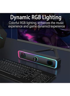 Sthxyfaith Computer Speakers for Pc, Portable Wired Soundbar, Home Subwoofer, Wired USB Powered Bluetooth Computer Sound Bar with LED Rgb Light and Knob Volume Control, 3.5mm Aux Input  - Image 4