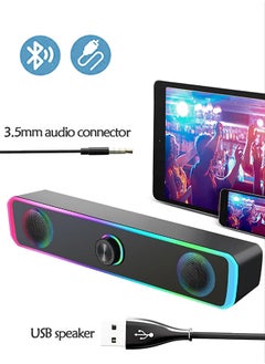 Sthxyfaith Computer Speakers for Pc, Portable Wired Soundbar, Home Subwoofer, Wired USB Powered Bluetooth Computer Sound Bar with LED Rgb Light and Knob Volume Control, 3.5mm Aux Input  - Image 2