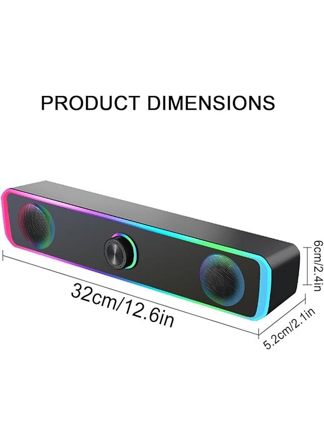 Sthxyfaith - Computer Speakers for Pc, Portable Wired Soundbar, Home Subwoofer, Wired USB Powered Bluetooth Computer Sound Bar with LED Rgb Light and Knob Volume Control, 3.5mm Aux Input - Image 1
