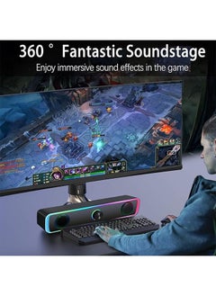 Sthxyfaith Computer Speakers for Pc, Portable Wired Soundbar, Home Subwoofer, Wired USB Powered Bluetooth Computer Sound Bar with LED Rgb Light and Knob Volume Control, 3.5mm Aux Input  - Image 5