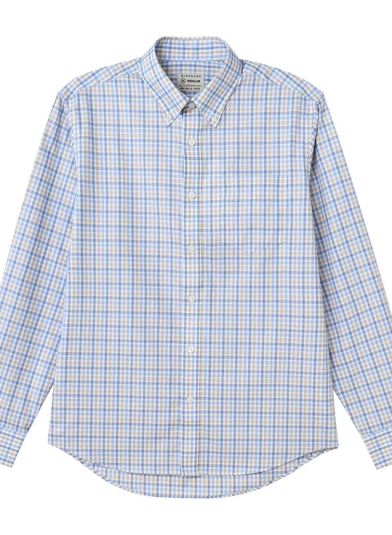 GIORDANO Men's Wrinkle-Free Long Sleeve Cotton Oxford Shirt - Image 1