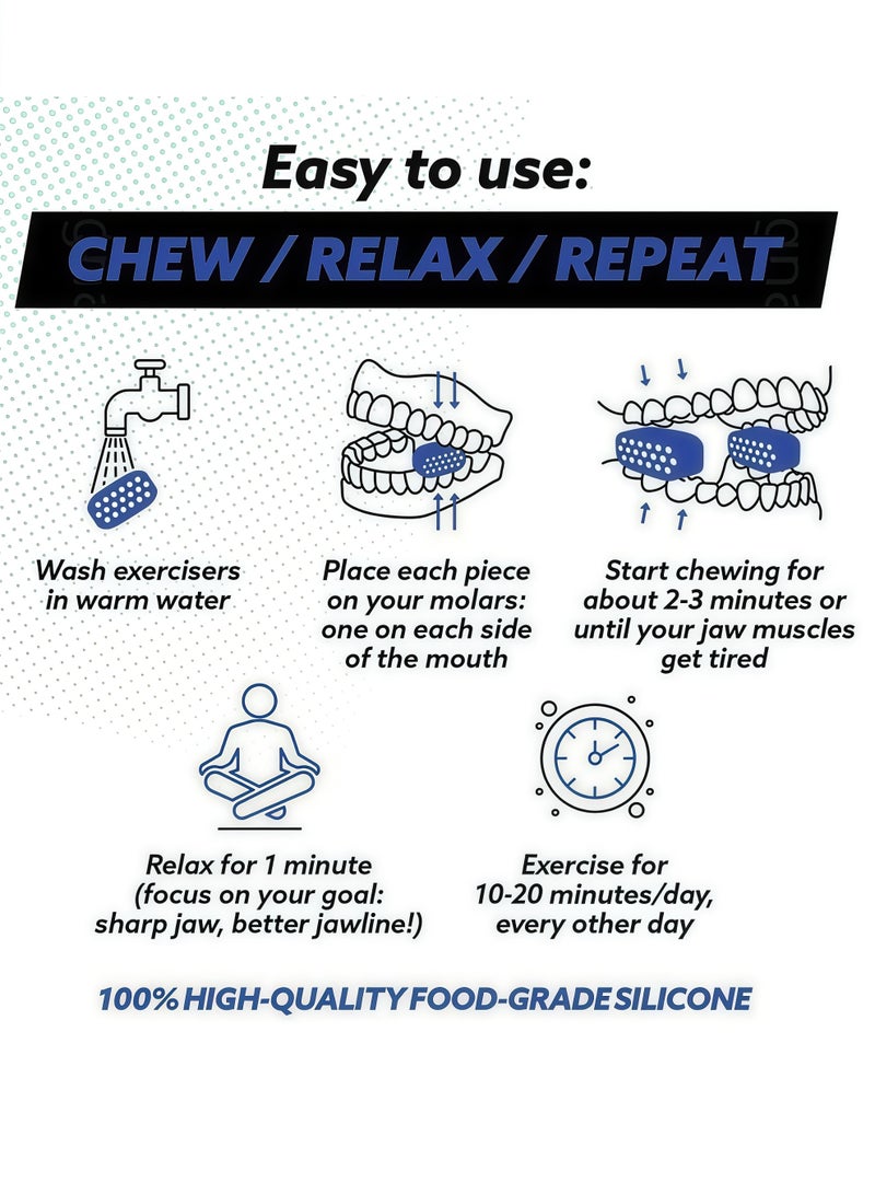 12 Pieces Jaw Exerciser for Men and Women Food Grade Silicone Face Shaper Set Jawline Sculpting Tool Double Chin Reducer Chewing Trainer BPA Free for Beginner Intermediate Advanced Users,Grey and Black - Image 5