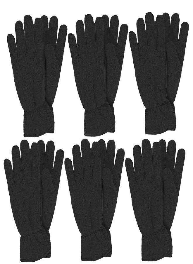 Gilbins Toddler/Kids Soft And Warm Fleece Lined Gloves 6-Pack (Black 5-6Y)