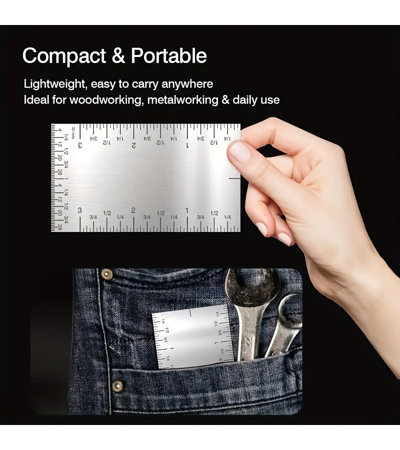 3 Inch Precision Right Angle Ruler Mini Pocket Dual Scale Tool 1pc - Image 1
