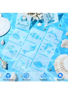 Marspark 60 Pieces Stencil for Painting Reusable Stencils Wall Stencil DIY Craft Template Paint Stencils for Painting on Wood Wall Home Decor (Ocean)  - Image 2