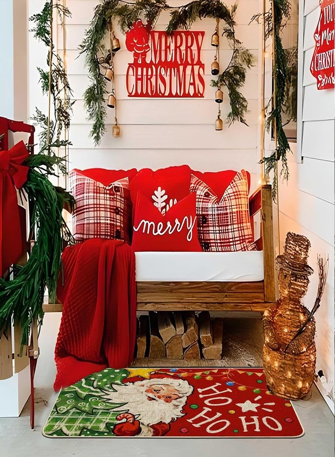 Baccessor Red Christmas Doormat 17x29 Inch Funny Cute Santa Claus Xmas Non-Slip Door Mat Front Entrance Floor Hallway Laundry Kitchen Sink Welcome Door Mats Winter Holiday Decoration - Image 3