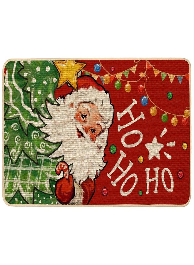 Baccessor Red Christmas Doormat 17x29 Inch Funny Cute Santa Claus Xmas Non-Slip Door Mat Front Entrance Floor Hallway Laundry Kitchen Sink Welcome Door Mats Winter Holiday Decoration - Image 1