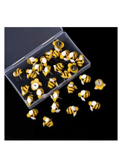 Y&D Bee Pushpins 30 Pack Bees Thumb Tacks Fun Decorative Thumbtacks for Wall Whiteboard Corkboard Maps Bulletin Board Photo  - Image 1