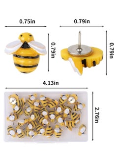 Y&D Bee Pushpins 30 Pack Bees Thumb Tacks Fun Decorative Thumbtacks for Wall Whiteboard Corkboard Maps Bulletin Board Photo  - Image 4