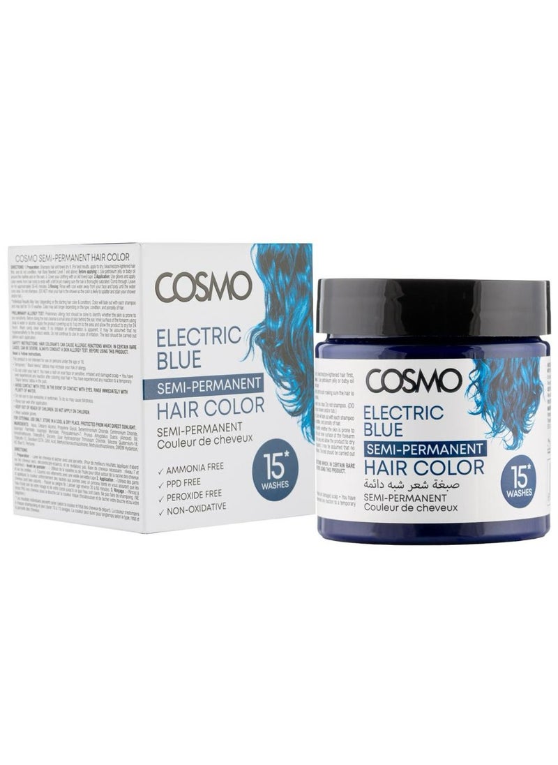 COSMO - Electric Blue Semi Permanent Hair Color Ammonia Free 15 Wishes 120g - Image 1