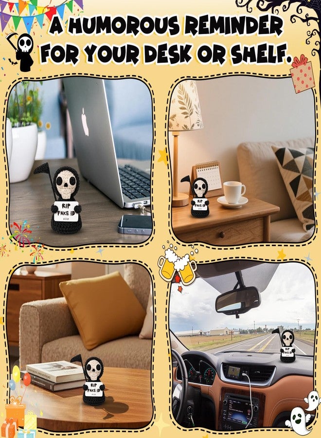 Frabaca Happy 21th Birthday Gifts For Women Men - Funny 21 Year Old Birthday Decorations Present for Her, Him, Best Friend with Witty Milestone Card- Crochet Grim Reaper Desk Decor Present - Image 3