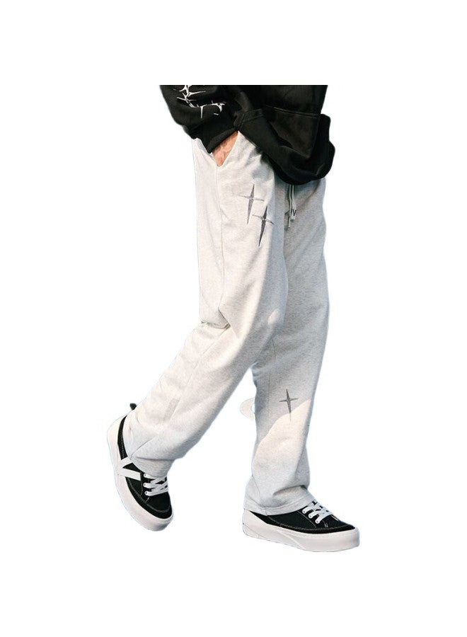 VEIDOORN Men'S Autumn American Training Running Pants Loose Casual Basketball Pants Straight Pants Floral Gray Xl - Image 1