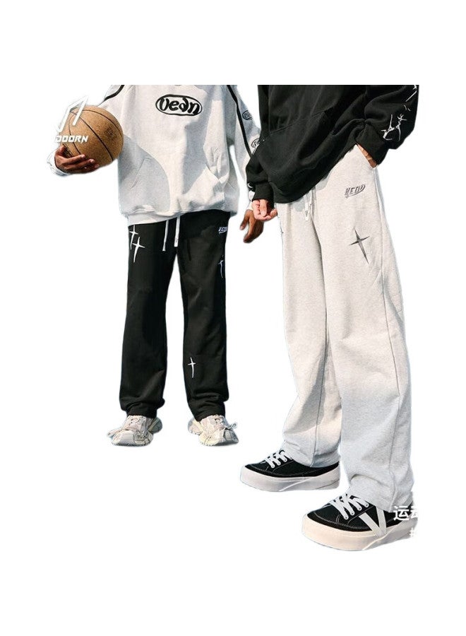 VEIDOORN Men'S Autumn American Training Running Pants Loose Casual Basketball Pants Straight Pants Floral Gray Xl - Image 3