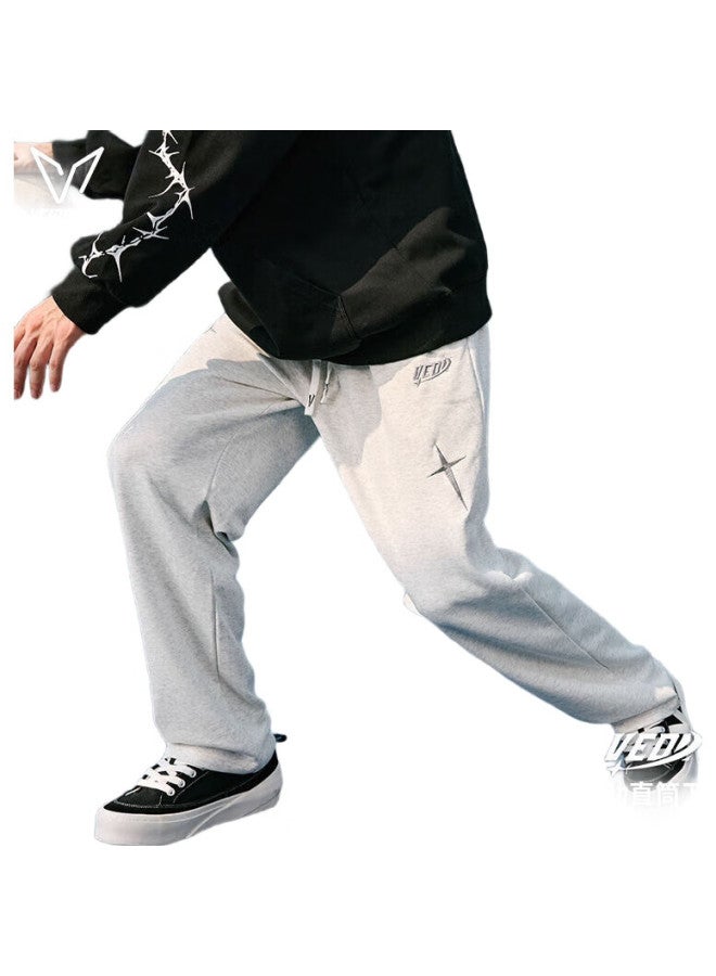 VEIDOORN Men'S Autumn American Training Running Pants Loose Casual Basketball Pants Straight Pants Floral Gray Xl - Image 2