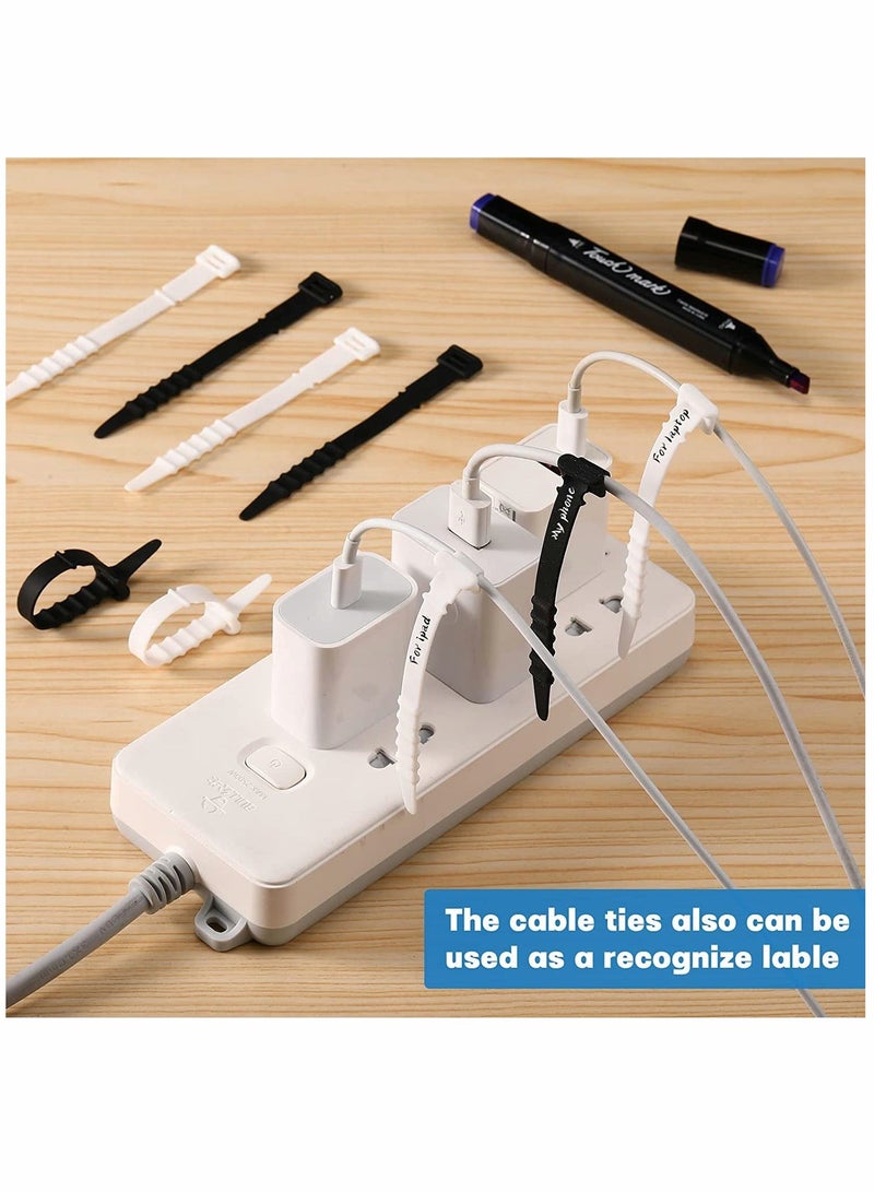 Silicone Cable Ties Reusable 4.5 Inch zip ties Cord Organizer Zip Ties Cable Management Rubber Cable Organizer Tie for Wire, Food Bags, Headphone, Home Office Supplies (100 Pcs)  - Image 5