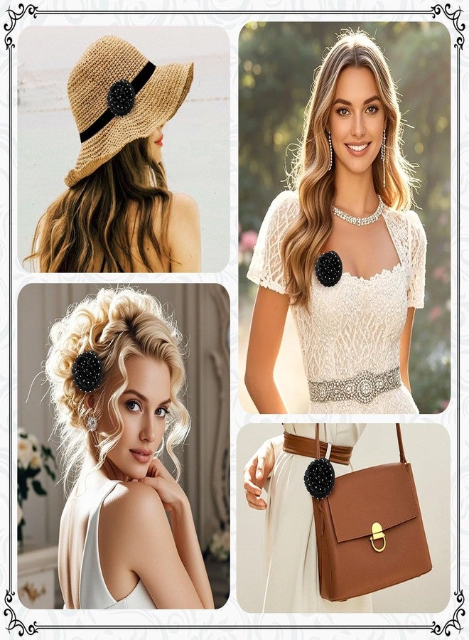 GERINLY 1950s Polka Dots Neck Scarf with Matching Flower Hair Clip, Women Vintage Ribbon Hair Scarf, Sock Hop Accessories - Image 5