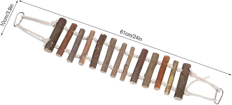كلاراكو سلم الطيور، حبل طبيعي، سلم خشبي، لعبة الطيور، أرجوحة، سلم لعبة للببغاوات، الهامستر الأليف، لعبة أرجوحة الطيور، جسر خشبي للببغاوات، الهامستر الأليف، الطيور - Image 4
