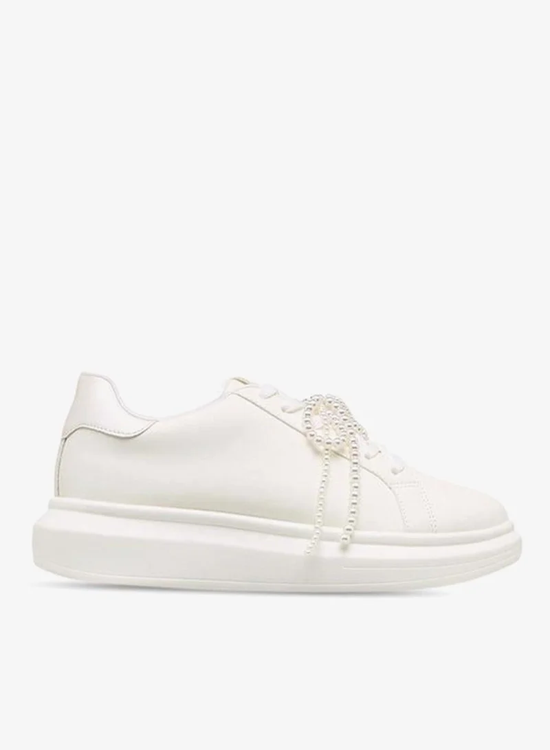 Flora Bella By Shoexpress WHITE Women Pearl Embellished Sneakers for Women | Best Price UAE