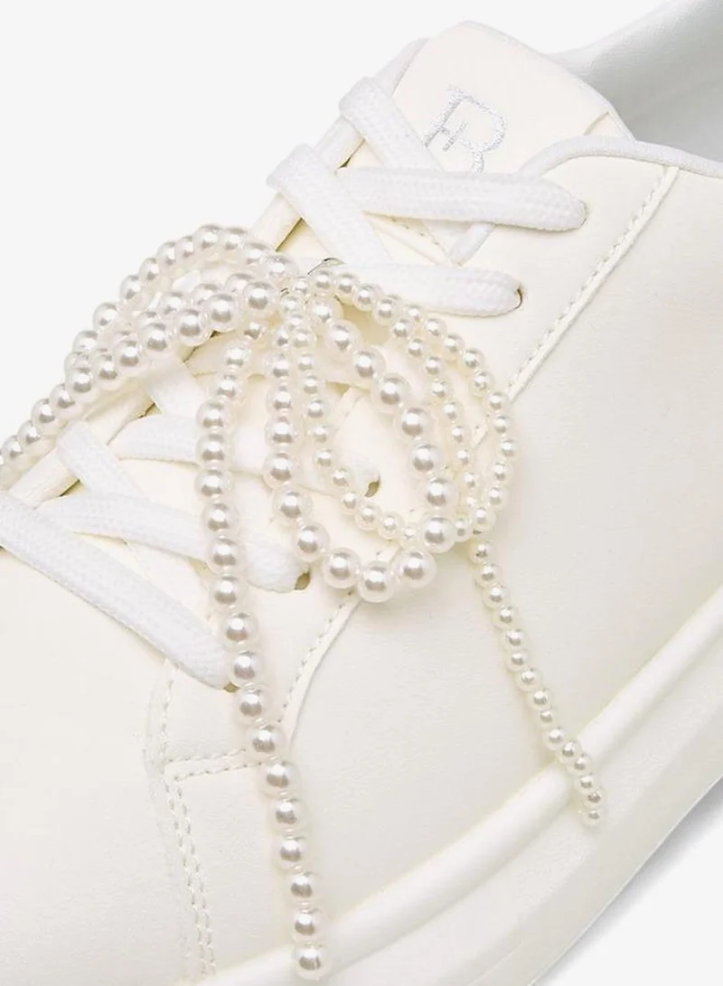 Flora Bella By Shoexpress WHITE Women Pearl Embellished Sneakers for Women | Best Price UAE
