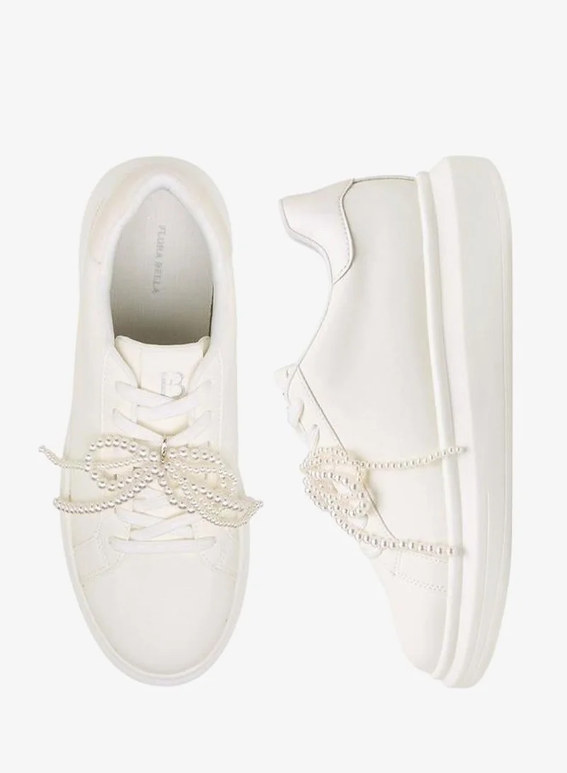 Flora Bella By Shoexpress WHITE Women Pearl Embellished Sneakers for Women | Best Price UAE