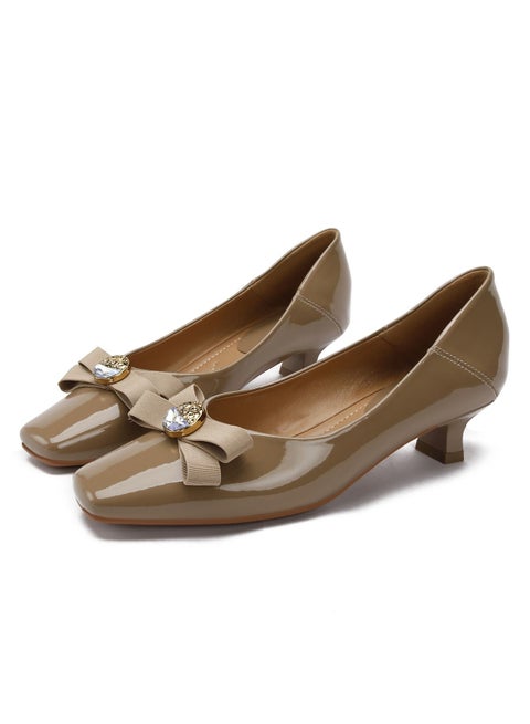 Square Heels With Shallow Heels Brown
