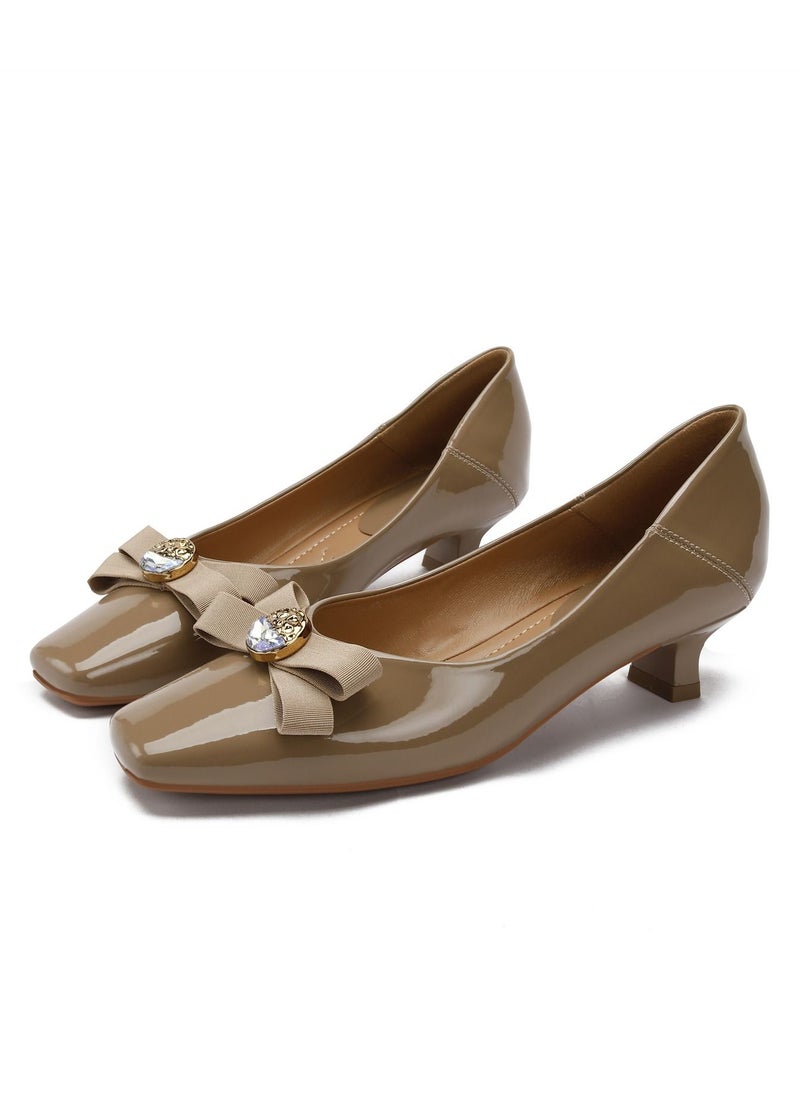 Square Heels With Shallow Heels Brown