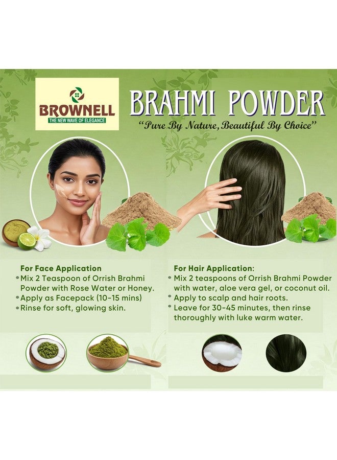 Brownell Brahmi Powder for Hair Growth & Glowing Skin | 100% Pure & Natural Herbal Powder Ayurvedic Face Pack for Acne skin Brightening & Hair Mask for Dandruff Hair Fall Control - 100g - Image 2