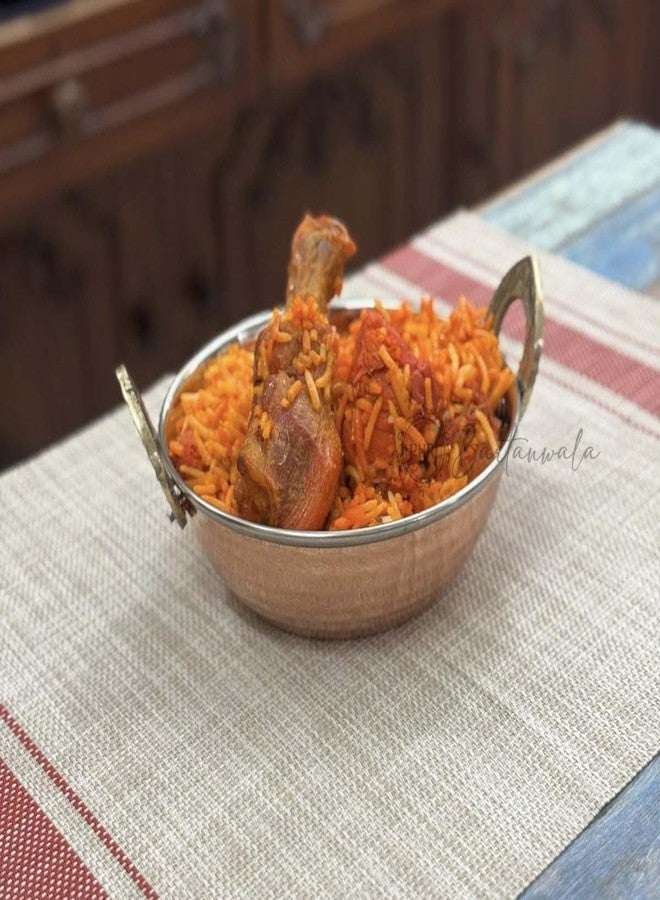 PURI BARTANWALA - Copper/Stainless Steel Double Wall Biryani/Vegetable Kadai 6.5 Inch/16.5 Cm - Image 1