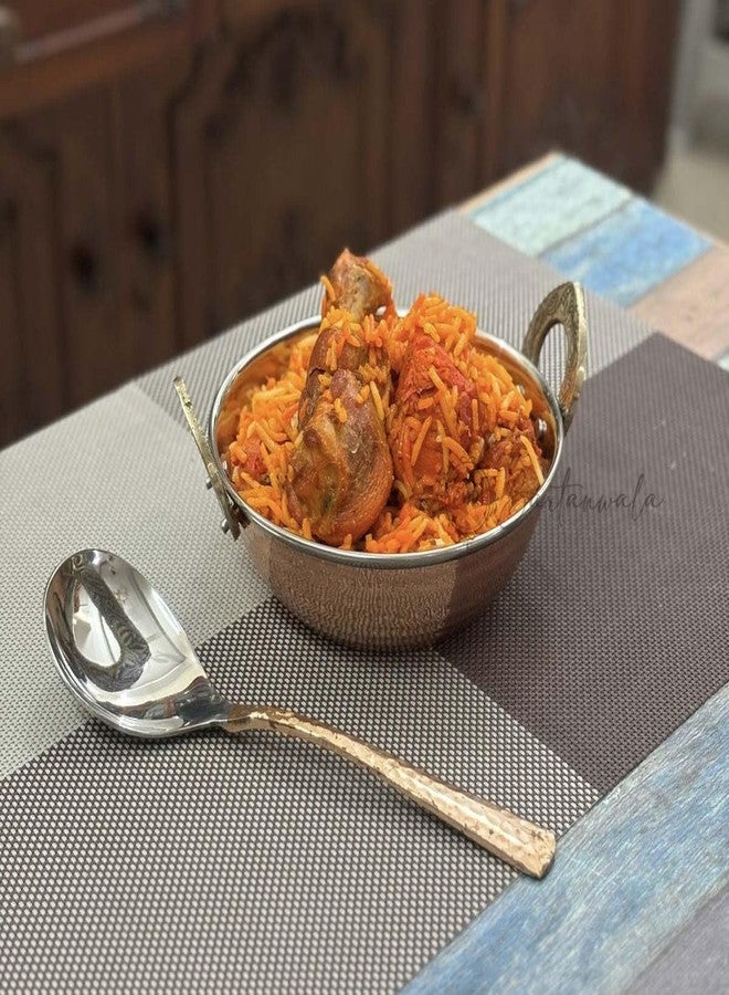 PURI BARTANWALA - Copper/Stainless Steel Double Wall Biryani/Vegetable Kadai 6.5 Inch/16.5 Cm - Image 2
