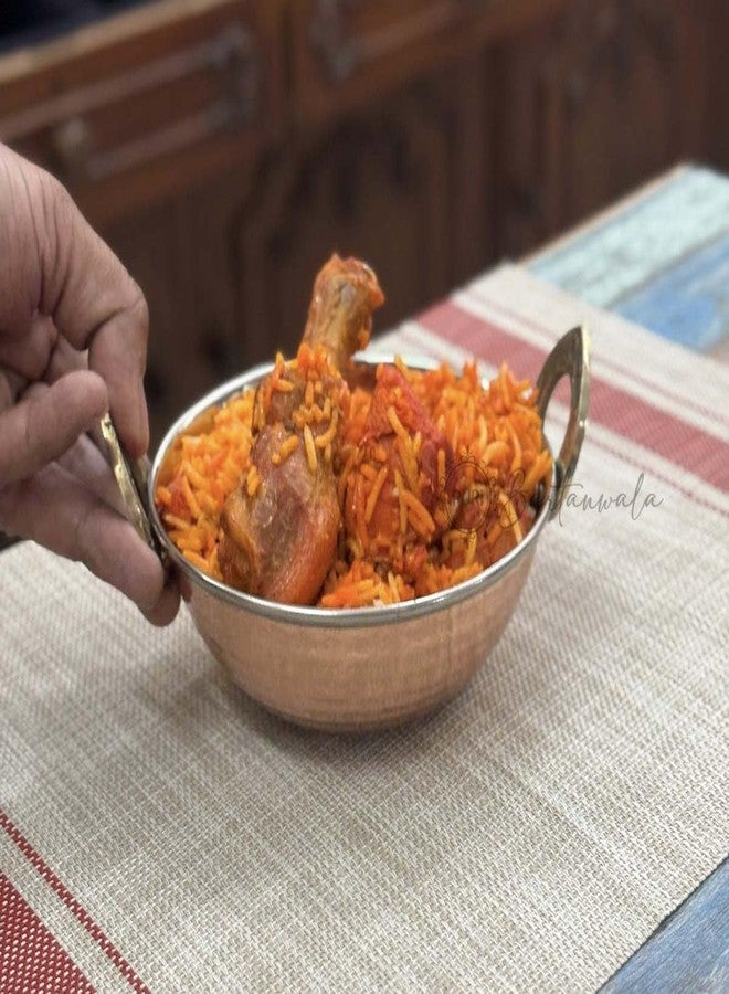 PURI BARTANWALA - Copper/Stainless Steel Double Wall Biryani/Vegetable Kadai 6.5 Inch/16.5 Cm - Image 3