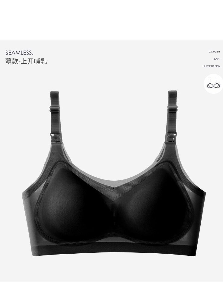 Solid Color Thin Cup Nursing Bra Pregnancy Underwear Black