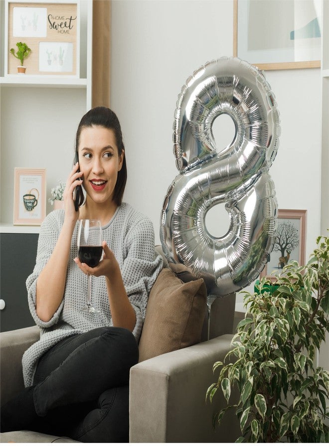 JUST PARTY 16 Inch Silver 7 Number Foil Balloons for Birthday/Anniversary/Bachelorette/Wedding/Farewell & Other Ocassions, Make Your Own Custom Phrase - Image 4