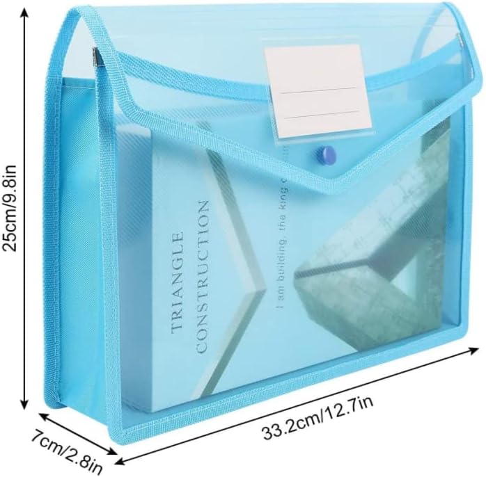 No brands A4 Plastic Wallets, 5 Pcs Popper Wallet Plastic Document Folder Premium Pockets Files Envelope for School Office Home, with Snap Closure,Large Capacity - Image 5