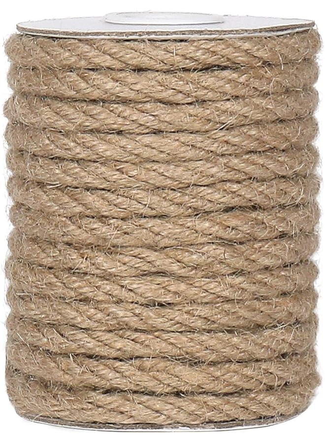 erorex 6Mm Jute Rope 33 Feet Natural Craft Rope Thick Twine Rope For Gardening Bundling Decorating Diy Crafts Brown - Image 1