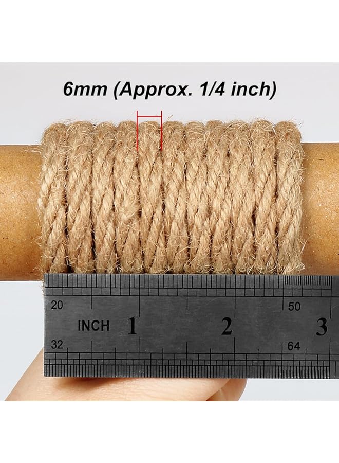 erorex 6Mm Jute Rope 33 Feet Natural Craft Rope Thick Twine Rope For Gardening Bundling Decorating Diy Crafts Brown - Image 2