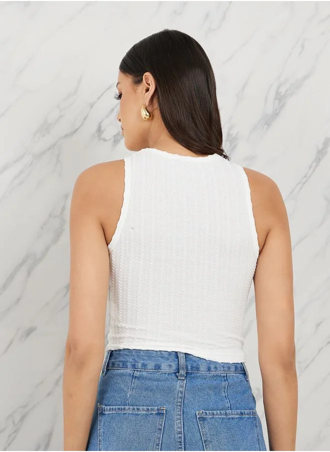 ستايلي Pattern Rib Detail Fitted Tank