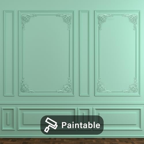 Pangda Corner Wall Molding French Style Wainscoting Panels Flora Moulding Corner Panel Wall Molding Kit for Cabinet Picture Frames Decor, Not Include Glue(4 Pcs,Rose Style) - Image 4