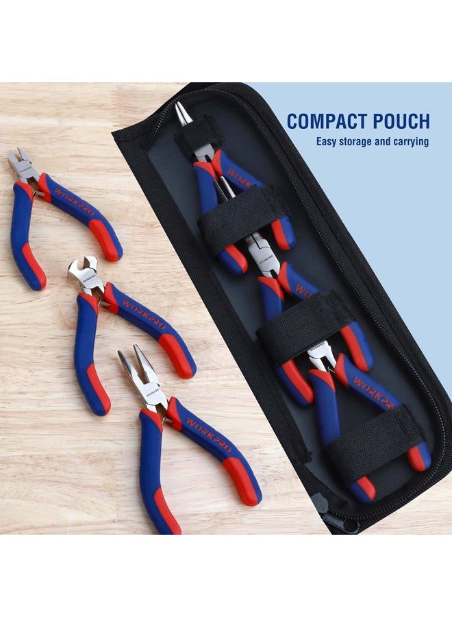 WORKPRO 6-piece Mini Pliers Set - Needle Nose, Diagonal, Long Nose, Bent Nose, End Cutting and Linesman, for Making Crafts, Repairing Electronic Devices, with Pouch - Image 5