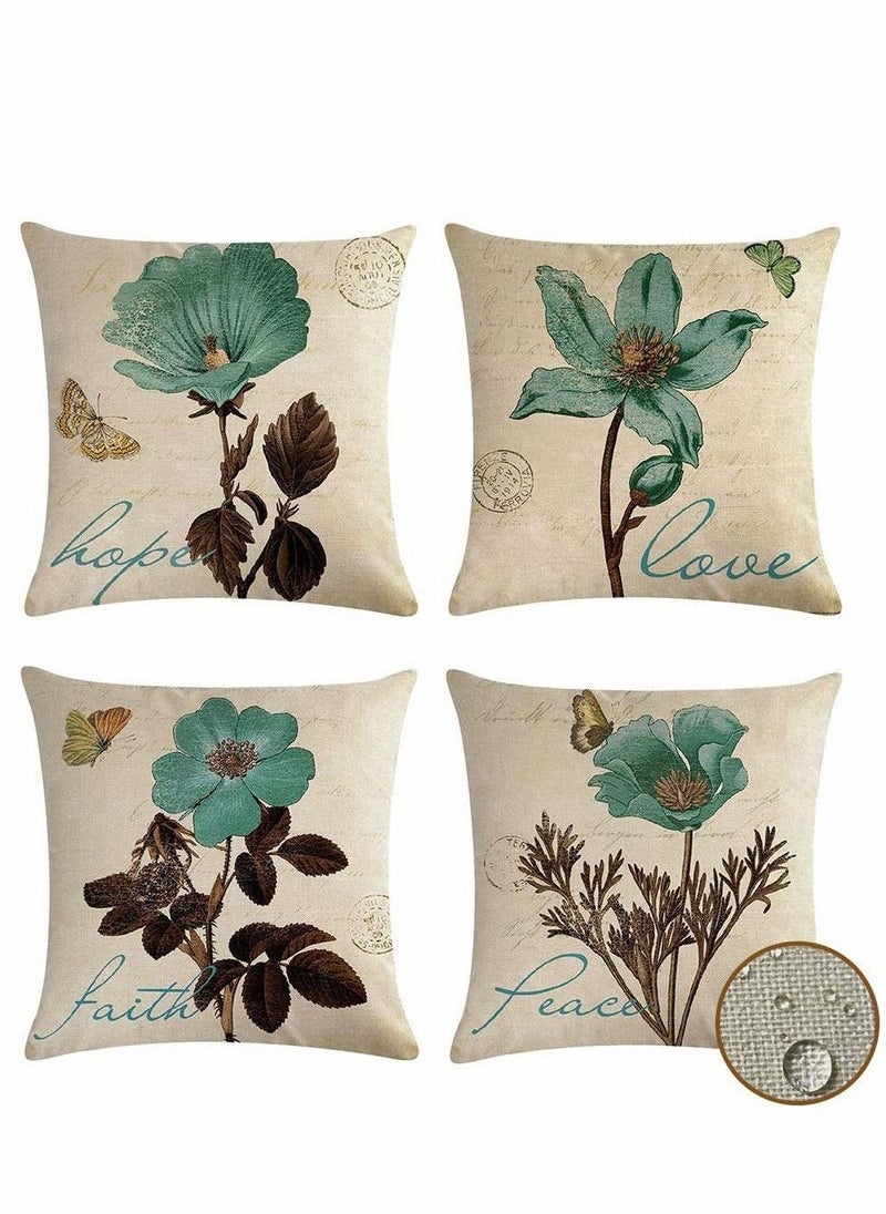 Captaintech Throw Pillow Covers, Decorative Floral Printed Cushion Cover Outdoor Indoor 4 Pack of Case 18 X Inch  - Image 1