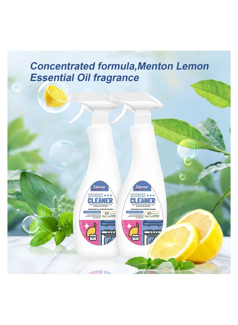Lisnor All Purpose, Kitchen Cleaner Spray, Menton Lemon Scent, Kills 99.9% Germs 600ml - Image 4