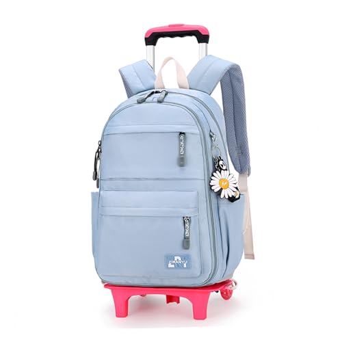 Armbq Rolling Backpack,Backpack with Wheels,Kids Roller Backpack for Girls Boys Travel Bag on Wheels Kids Trolley School Bag,Blue - Image 1