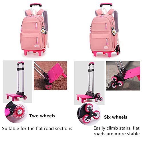 Armbq Rolling Backpack,Backpack with Wheels,Kids Roller Backpack for Girls Boys Travel Bag on Wheels Kids Trolley School Bag,Blue - Image 4