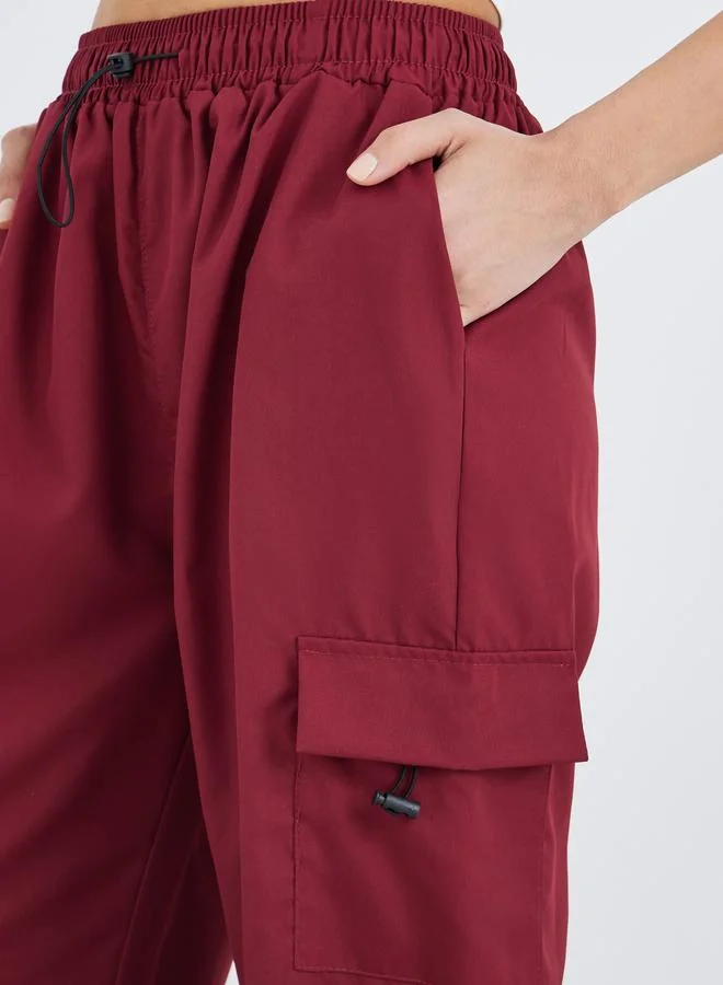 Take Two Take Two Solid Drawstring Waist Cargo Pants
