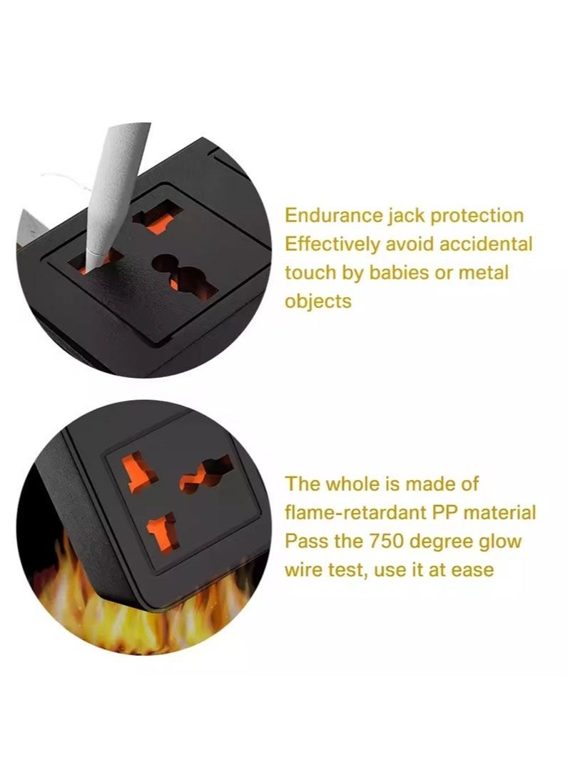 XiuWoo 2 Meter Universal Socket, Charging USB Socket Timing Function Extension Plug, Black  - Image 4
