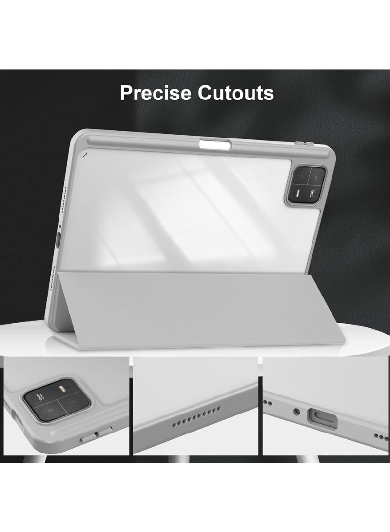 Rock Pow Case for Xiaomi Pad 6/Pad 6 Pro 11 inch Auto Wake & Sleep Slim Trifold Stand Case Cover with Pencil Holder Clear Trasparent Back Shell Csae for Xiaomi Pad 6 11inch/Xiaomi Pad 6 Pro 11inch - Image 3
