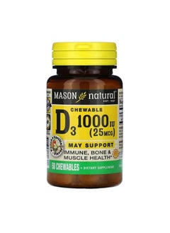 Mason Natural Vitamin D3 Peach and Vanilla 25 mcg 1000 IU 50 Chewables  - Image 1